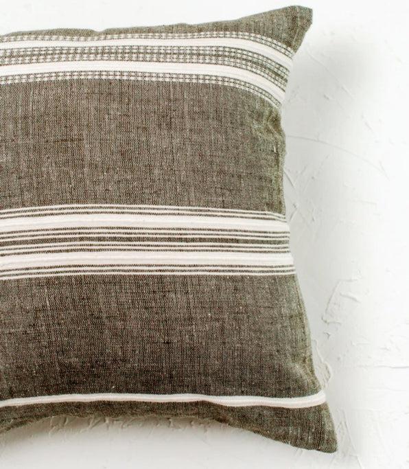 18" Hand Woven Grey Throw Pillow Cover, Ethiopian Cotton, Fair Trade