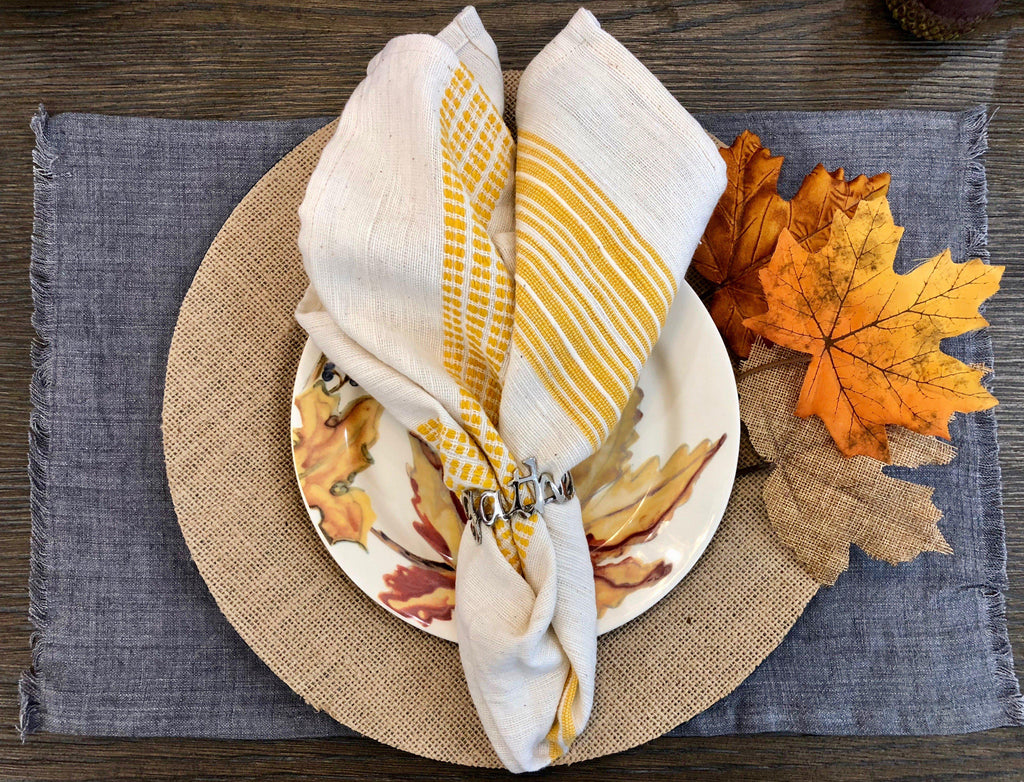 set of 4 Hand Woven Stone washed Linen Placemat (pick your color) - Eco-Friendly, Fair Trade - Give Back Goods