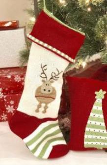 Hand Knit Reindeer Christmas Stocking, Fair Trade - Give Back Goods