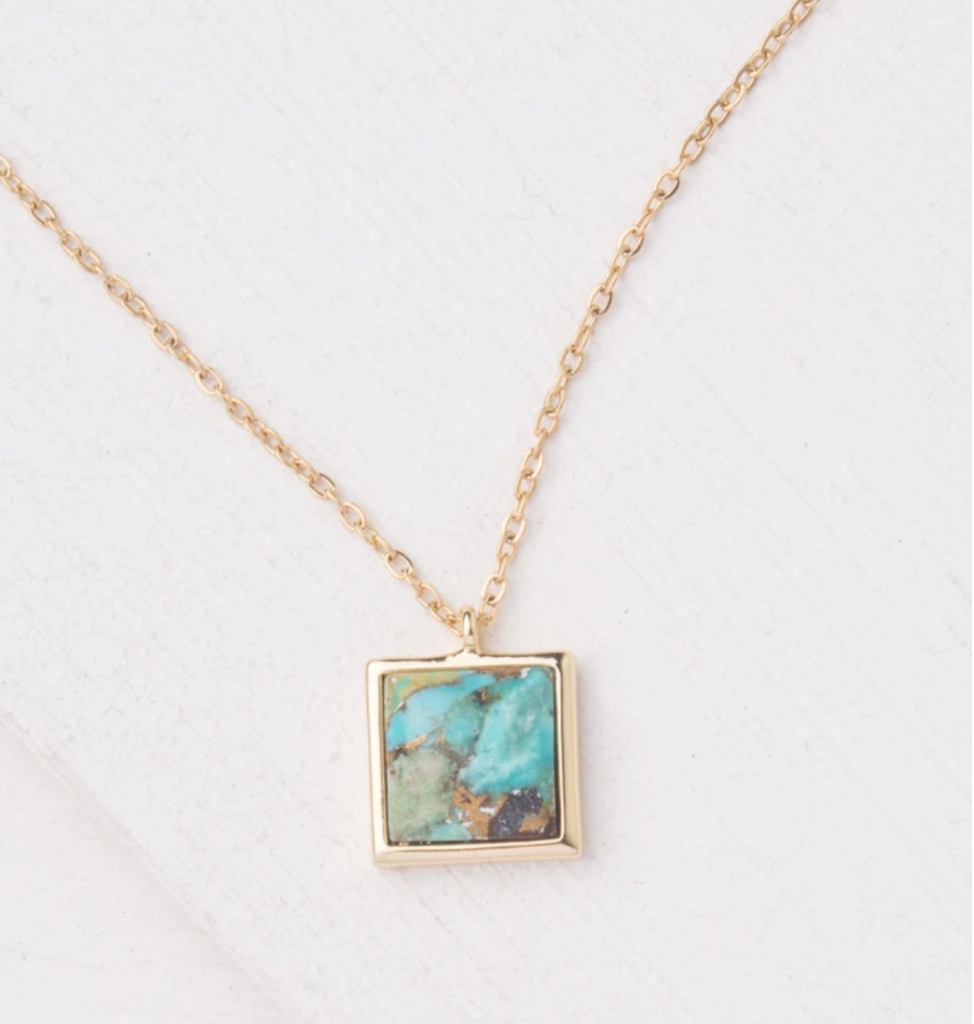 Square Turquoise Gold Necklace- Give Freedom To Girls & Women