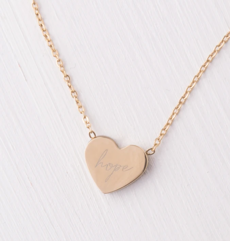 Mother Of Pearl & Gold Heart Two-Sided Hope Pendant Necklace- Purchase 1 & 1 is given to a Trafficking Survivor