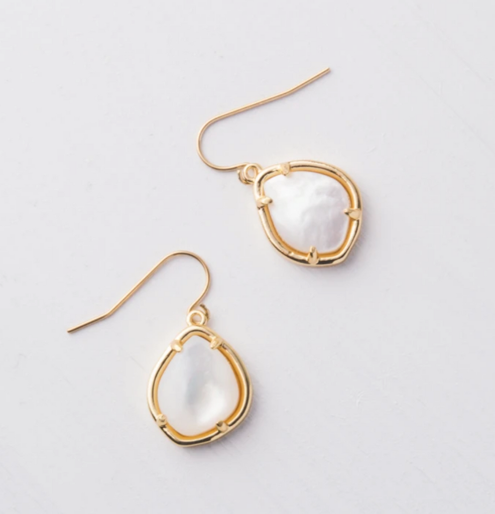 Gold Mother Of Pearl Earrings- Give Freedom To Girls & Women