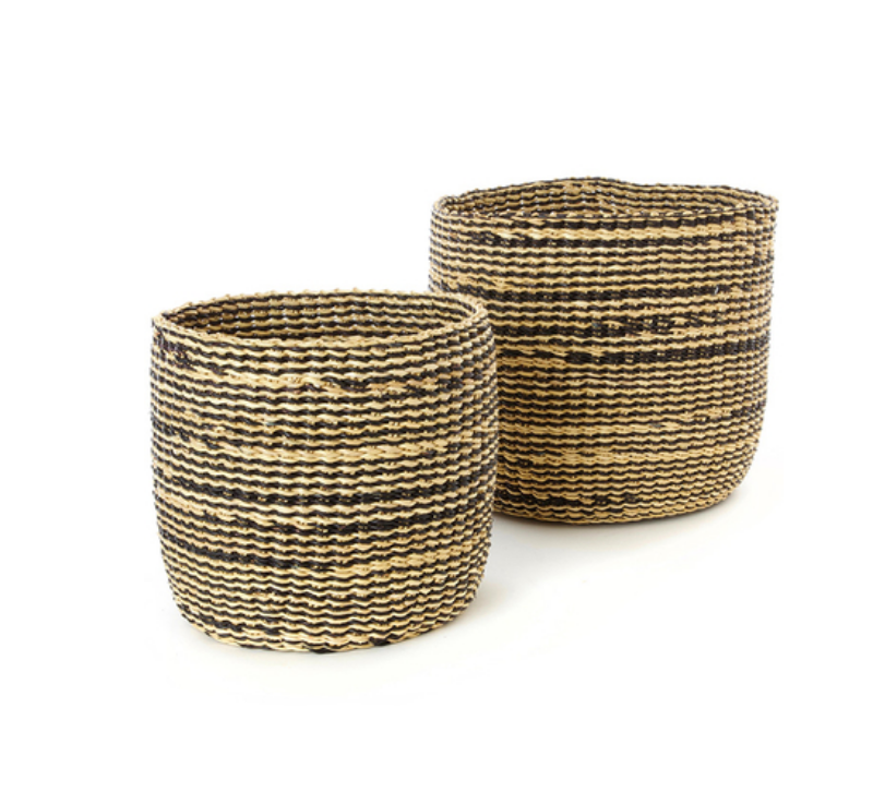 Two Handmade Grass Nesting Baskets, Ghana, Fair Trade
