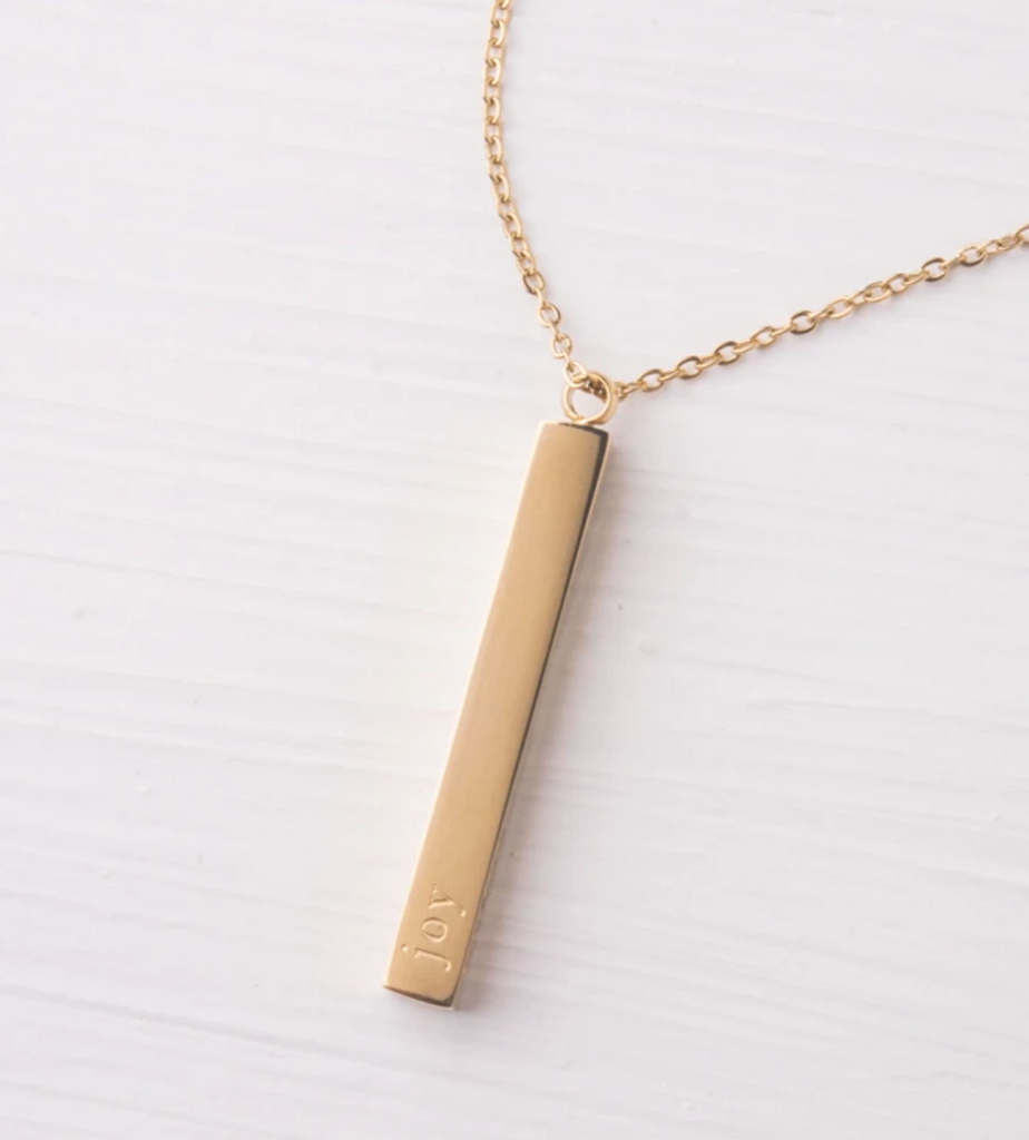 Joy,Peace,Faith, and Hope Gold Bar Necklace, Give Freedom to women!