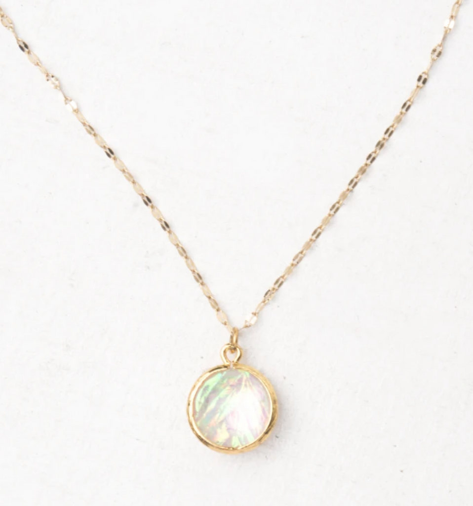 Opal and Gold Pendant Necklace - Give Freedom to Women