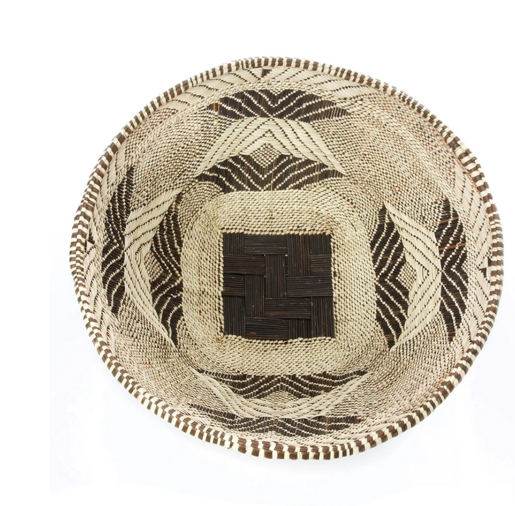 Large Hand Woven Palm Leaf Basket Bowl, Fair Trade from Zambia
