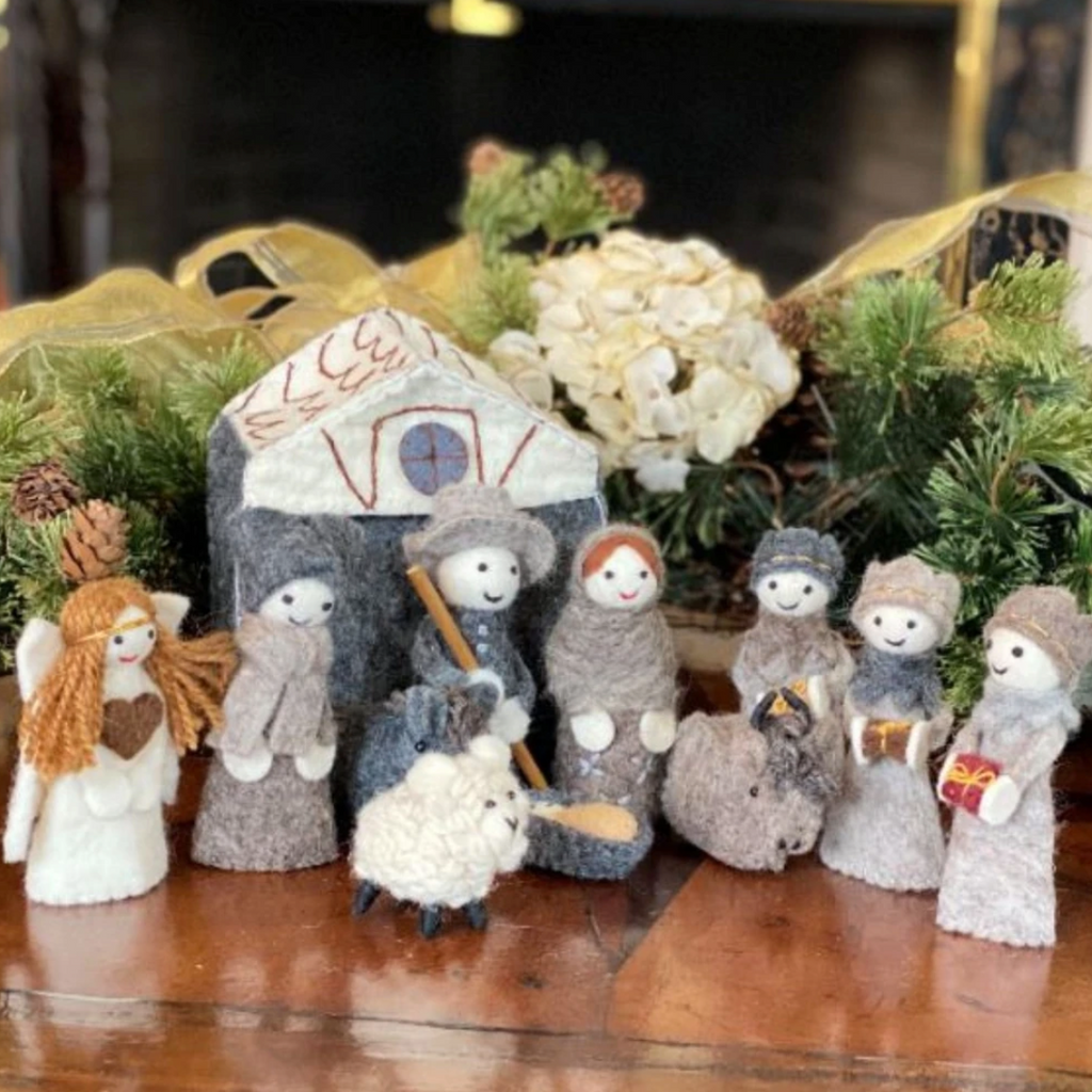 Handcrafted Felt Nativity Scene, 12 pieces, Fair Trade from Nepal