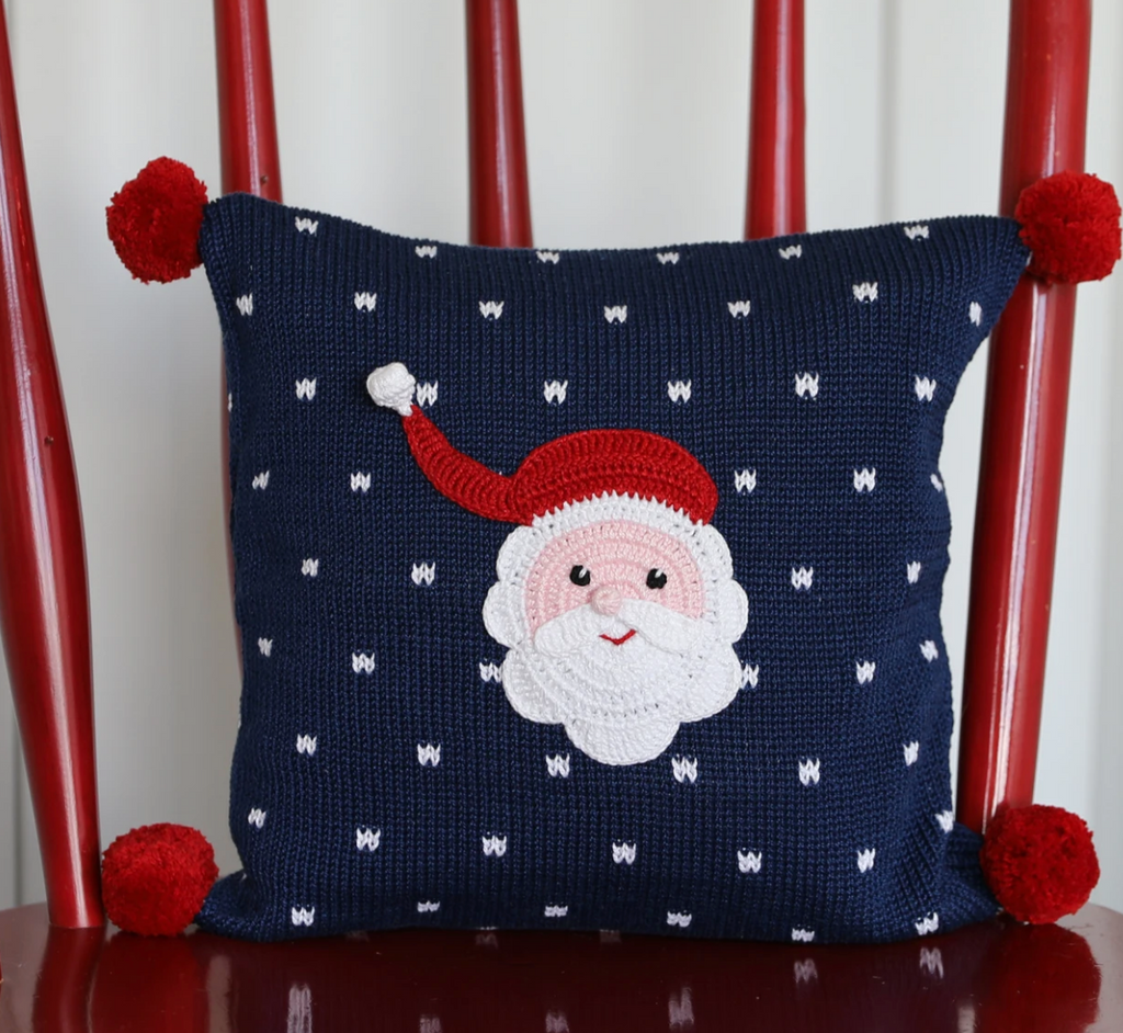 Hand Knit Santa Christmas Pillow,  Fair Trade, Armenia