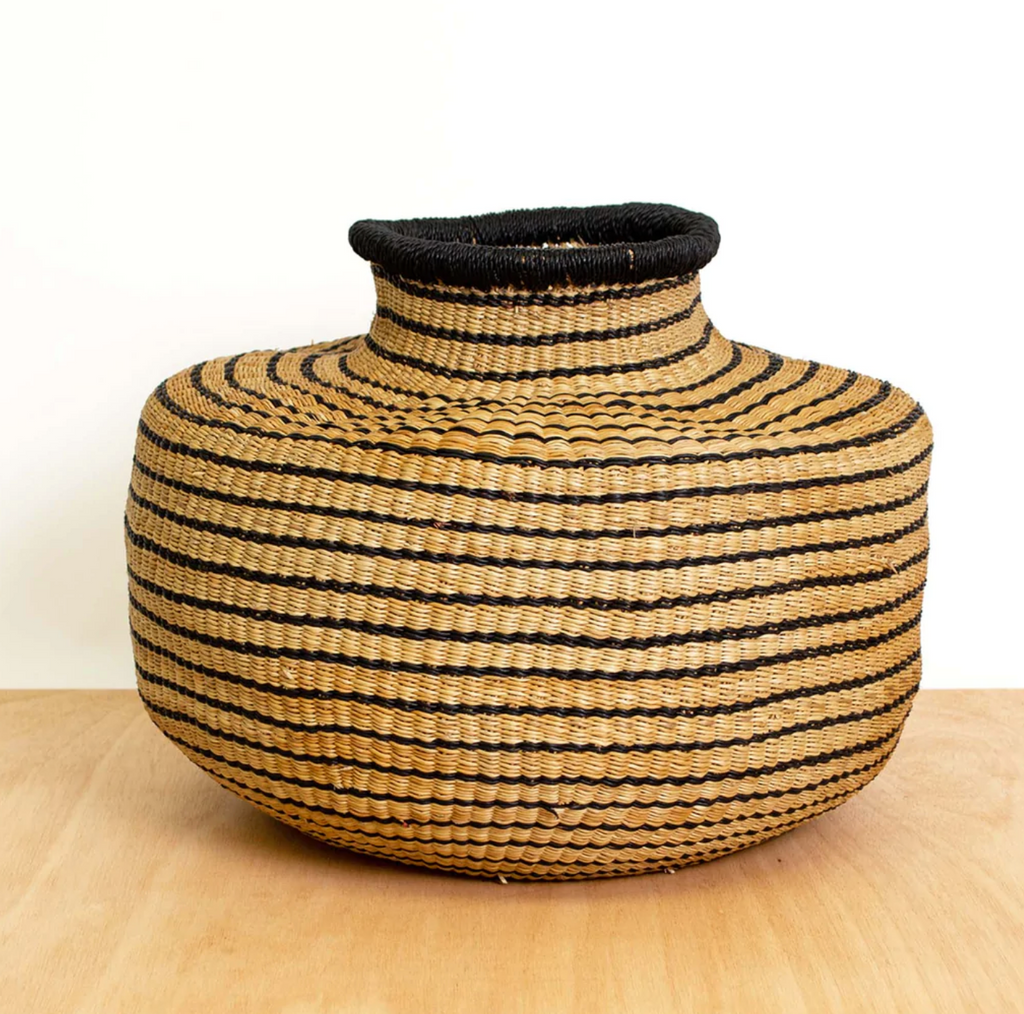 Hand Woven 17" Decorative Basket Vase, Fair Trade, Ghana