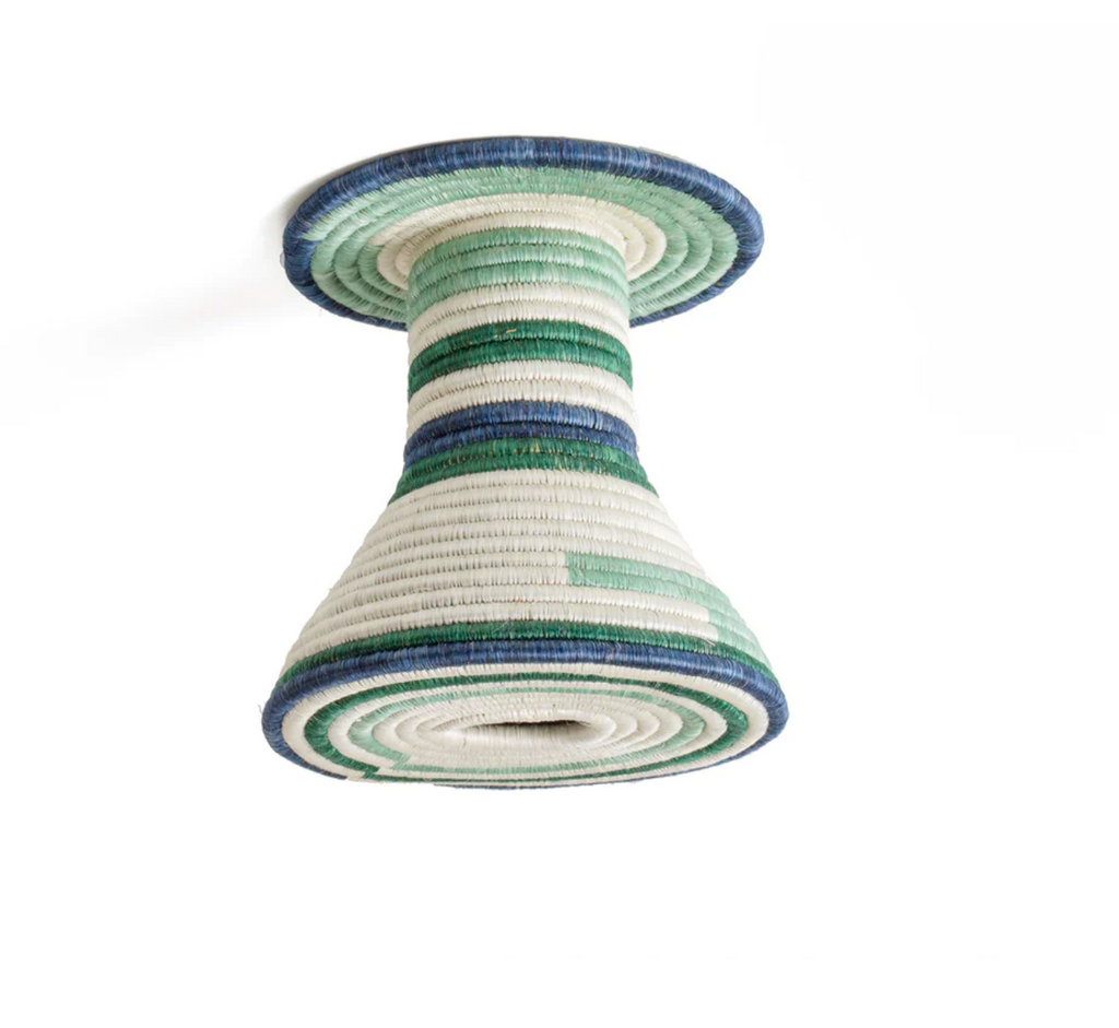 Handwoven Grass Pendant Lamp, Blue & Green - Fair Trade made in Rwanda