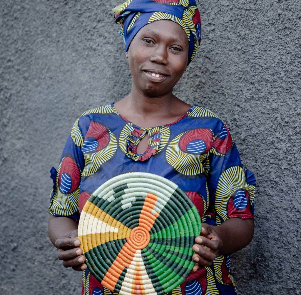 10" Colorful Hand Woven Trivet Hot Pad, Fair Trade, Rwanda