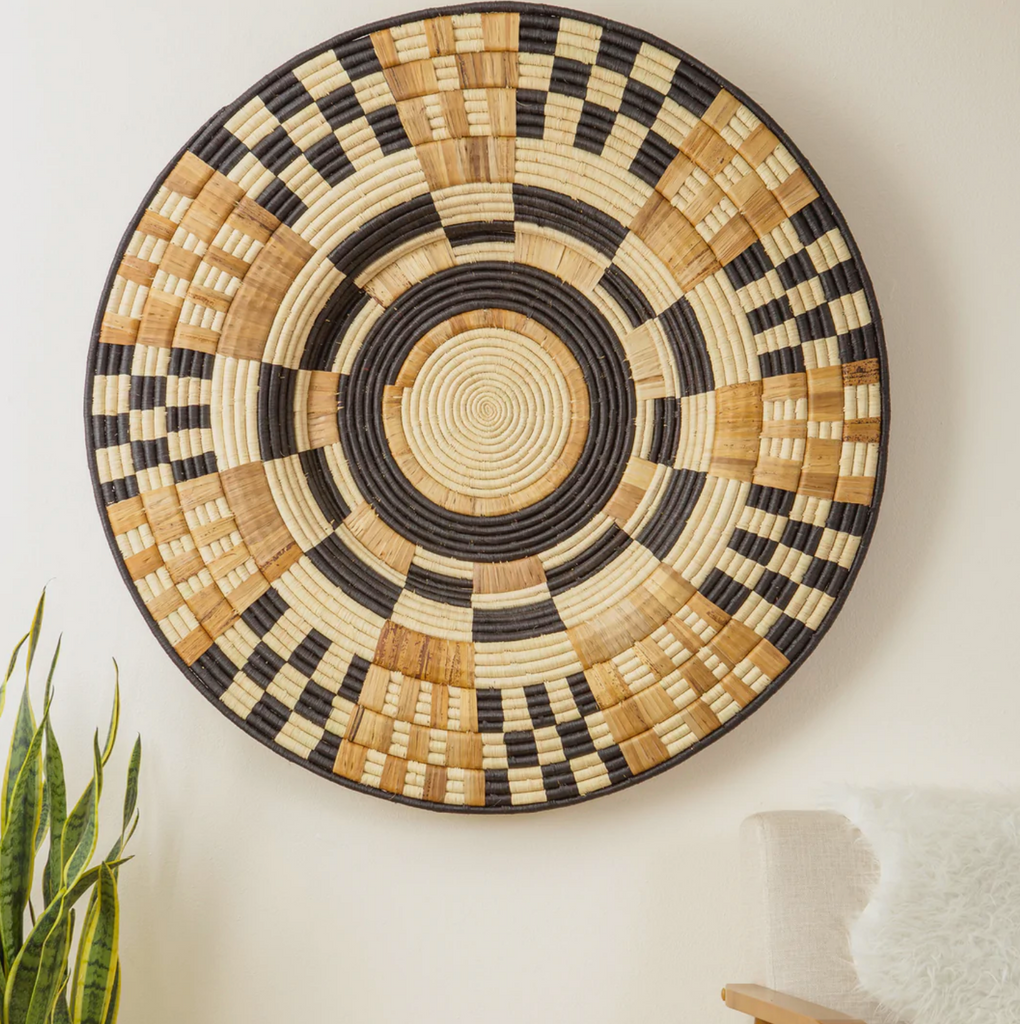Extra Large 48” Hand Woven Basket Plate Wall Art, Fair Trade, Uganda