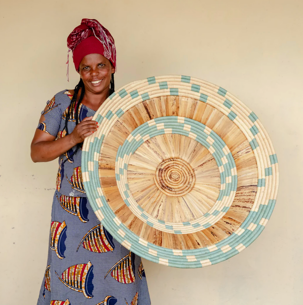 31” Hand Woven Basket Bowl Wall Art, Fair Trade, Uganda