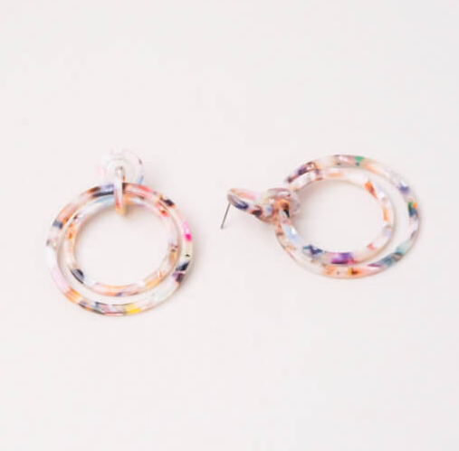 Multi-Colored Resin Dangle Hoop Earrings, Give freedom to exploited girls & women!