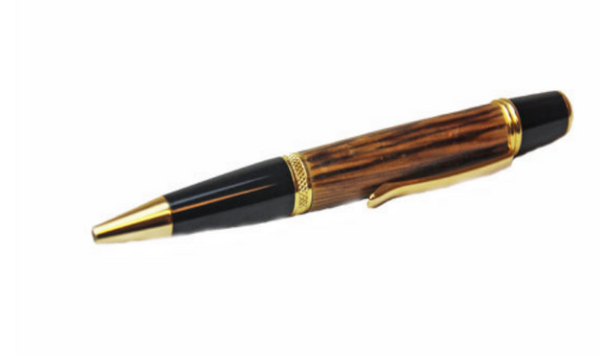 Handcrafted Upcycled Barrel Wood & 24k Gold Bullet Ink Pen - US Made-Save  our Landfills!