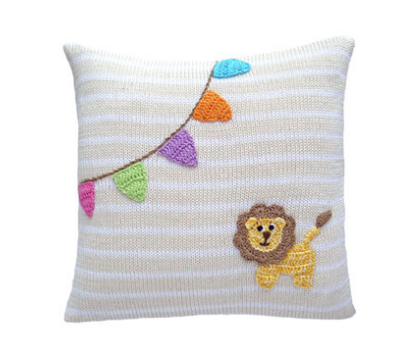 Baby Lion and Flags Pillow, Handmade, Fair Trade - Give Back Goods