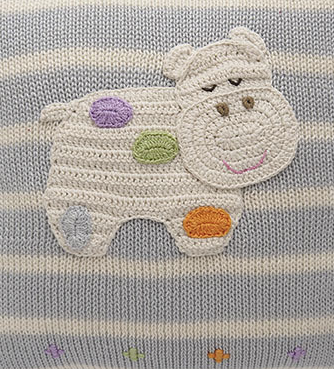 Polka Dot Hippo Striped Grey Baby Pillow, Handmade, Fair Trade - Give Back Goods