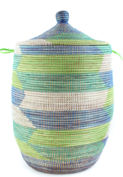 Prayer Mat Hamper Storage Basket - Blue/Green - Fair Trade- Eco-Friendly - Give Back Goods