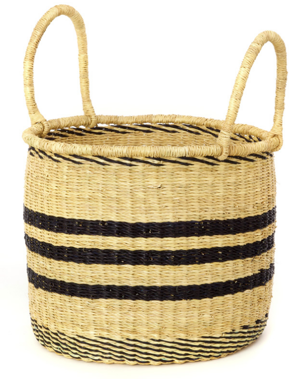 3 Handwoven Striped Elephant Grass Nesting Baskets, Fair Trade, Eco-Friendly - Give Back Goods