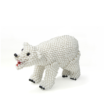 Set of 2 Glass Bead Polar Bear Ornaments, Handmade, Fair Trade - Give Back Goods
