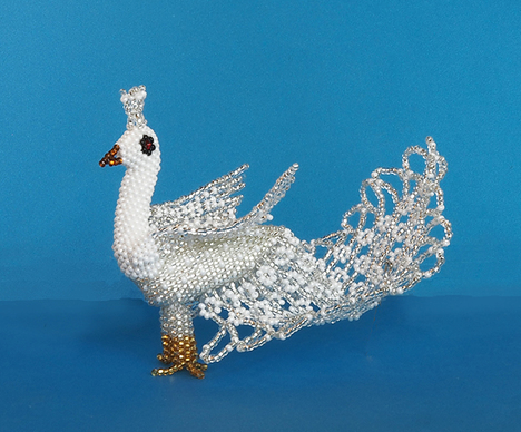 Large Glass Bead Peacock Ornament- Handmade - Fair Trade - Give Back Goods