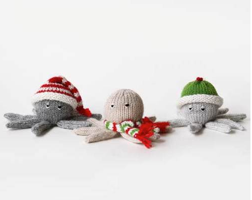 Set of 3 Hand knit Octopus Ornaments,  Fair Trade - Give Back Goods