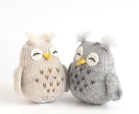 Set of 2 Hand knit Owl Ornaments,  Fair Trade - Give Back Goods