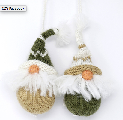 Set of 2 Hand knit Nordic Gnomes Ornaments, Fair Trade - Give Back Goods