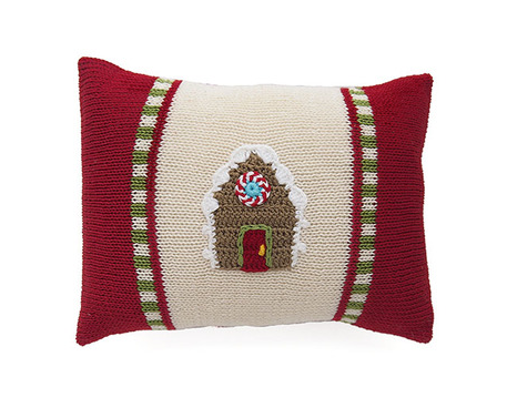 Hand Knit mini Gingerbread House Christmas Pillow, Fair Trade - Give Back Goods