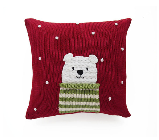 Hand Knit Polar Bear Holiday Christmas Pillow, Fair Trade - Give Back Goods