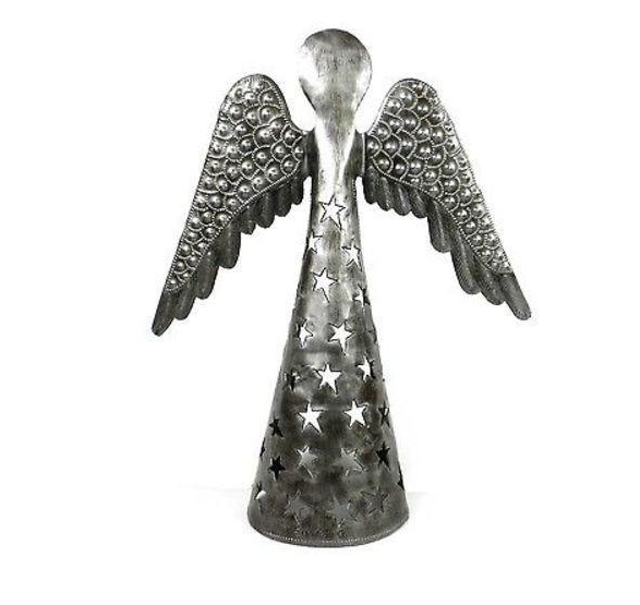 14" Handcrafted Steel Angel, Made From Drums in Haiti, Fair trade - Give Back Goods