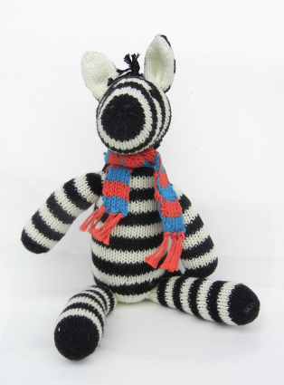 Hand knit Zebra Stuffed Animal, Fair Trade - Give Back Goods