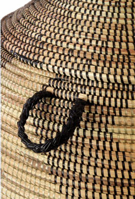 Extra Large Handwoven cattails Brown Black Zig Zag Hamper Storage Basket, Fair Trade - Give Back Goods