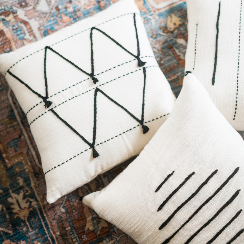 18" x 18" Hand Woven Cotton Tunisian Pillow, Eco-Friendly, Fair Trade - Give Back Goods