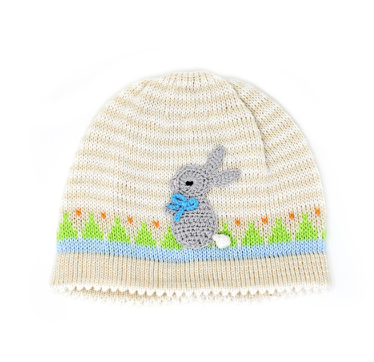 Hand Knit 12 Month Easter Hat With Bunnies, Fair Trade - Give Back Goods