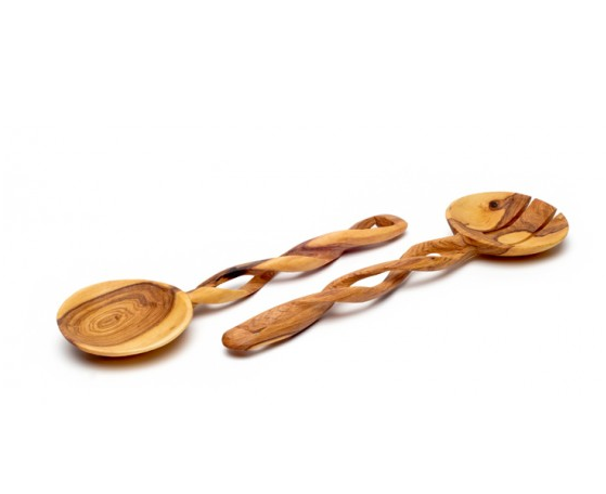 Olive Wood Salad Hands Utensils, Fair Trade and Sustainably Harvested - Give Back Goods