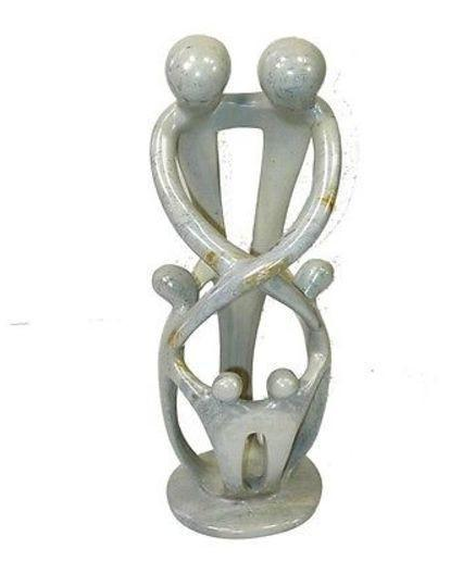 10" Handcrafted Soapstone Parents and 4 Children Sculpture - Fair Trade, eco-friendly - Give Back Goods