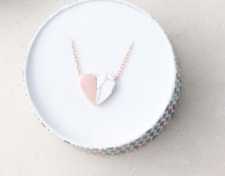 Rose Gold & White Howlite Heart Pendant Necklace, Give freedom & create careers to girls & women! - Give Back Goods