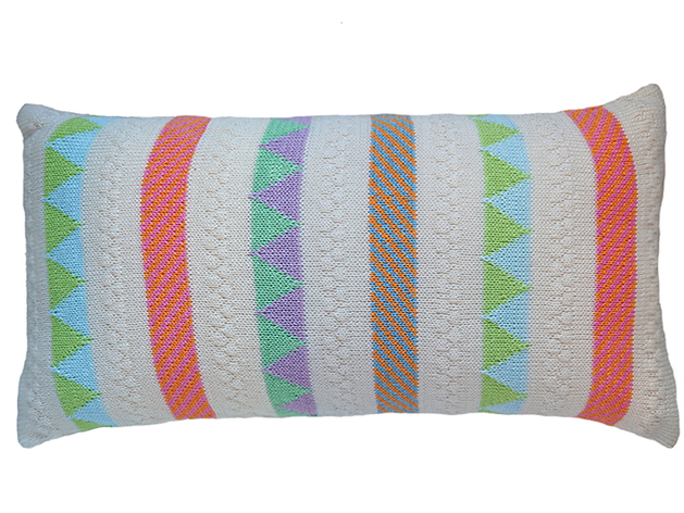 10x20 Hand Knit Pastel striped Baby Pillow, Fair Trade - Give Back Goods