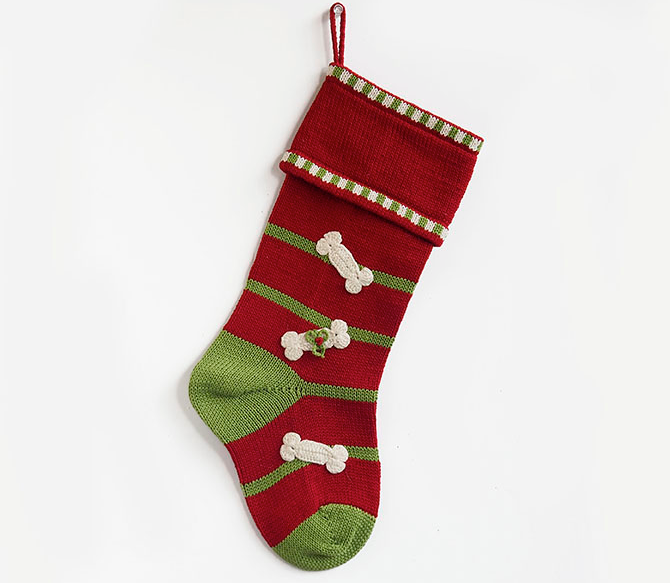 Hand Knit Dog Bone Christmas Stocking, Fair Trade, Support Women in Armenia - Give Back Goods