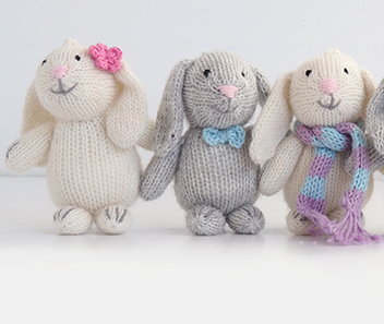 Set of Hand knit Bunny Ornaments,  Fair Trade - Give Back Goods