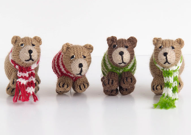 Set of 4 Hand Knit Bears Ornaments, Fair Trade - Give Back Goods