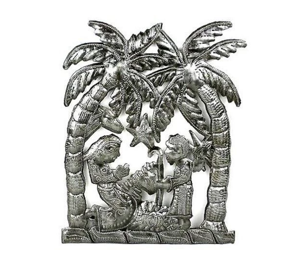 11"x11" Nativity Scene, Handcrafted from steel Drums in Haiti, Fair trade - Give Back Goods