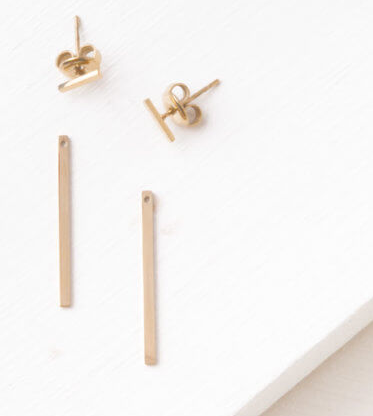 Gold Bar Dangle Stud Earrings, Give freedom to exploited girls & women! - Give Back Goods