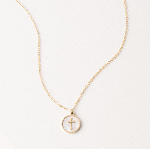 Gold & Mother-of-Pearl Cross Necklace, Give freedom to girls & women!