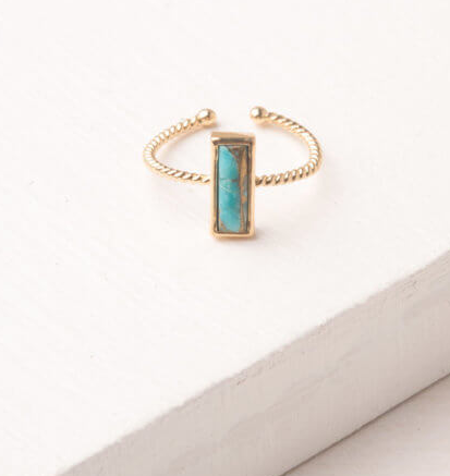 Gold and turquoise adjustable rectangle ring, Give freedom to exploited girls & women!