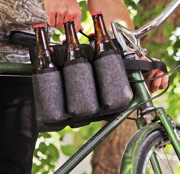 Upcycled  Can or Bottle Holder, 6 pack- insulated -Made in the USA- Saves Landfill Space!