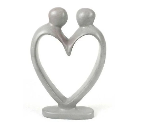 Handcrafted Soapstone Lovers Heart Sculpture in Gray,  Black or Red - Fair Trade, eco-friendly