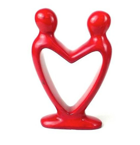 Handcrafted Soapstone Lovers Heart Sculpture in Gray,  Black or Red - Fair Trade, eco-friendly