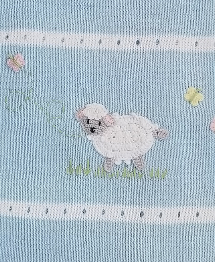 Hand-Knit Baby Blanket with Baby Lamb,(Grey, Pink, Baby Blue), Fair Trade